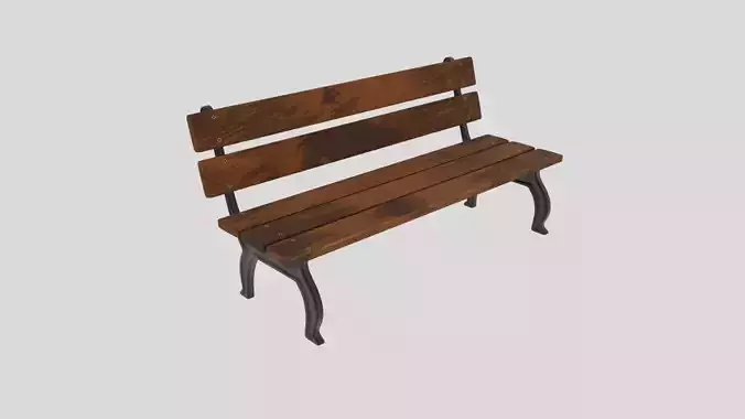 bench 3d lowpoly wooden