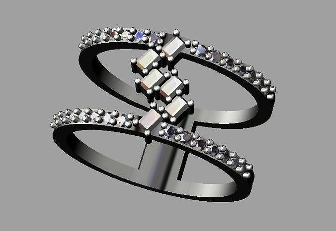 Baquette Diamond Ring 3D print model
