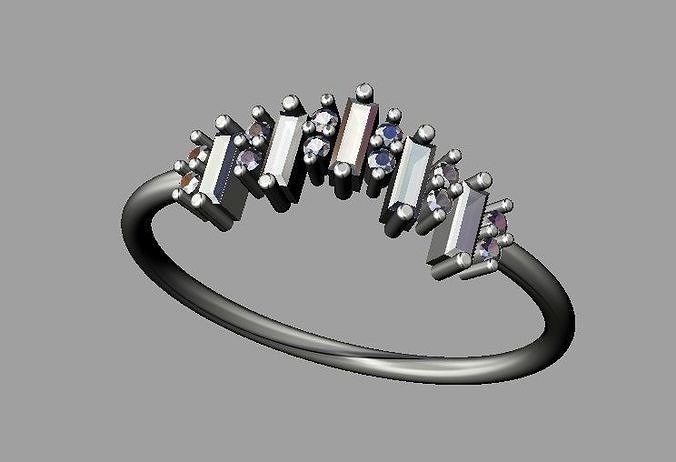 Baquette Diamond Ring 3D print model