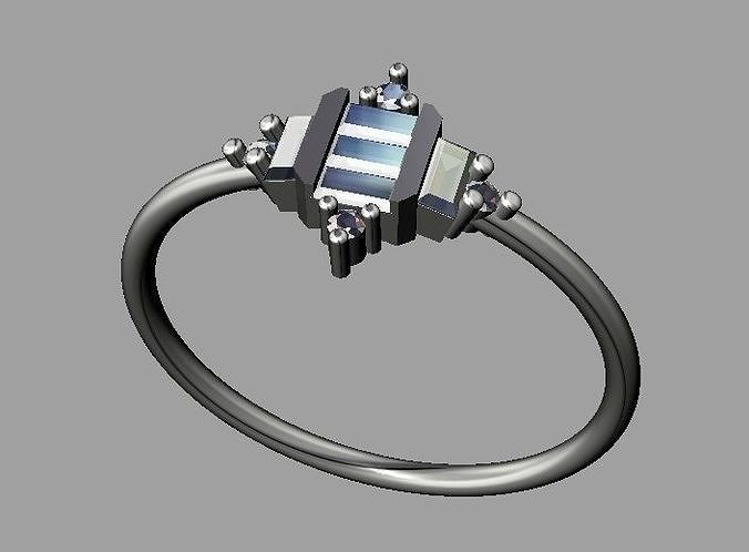 Baquette Diamond Ring 3D print model