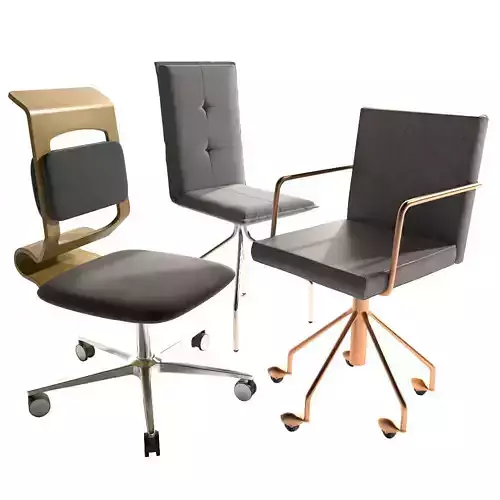 Set chair three office chairs on casters