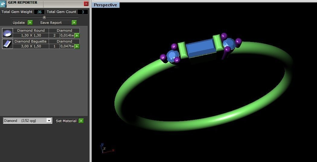 Baquette Diamond Ring 3D print model_2