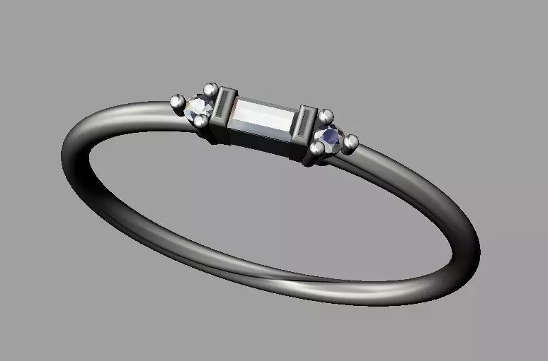 Baquette Diamond Ring 3D print model_0