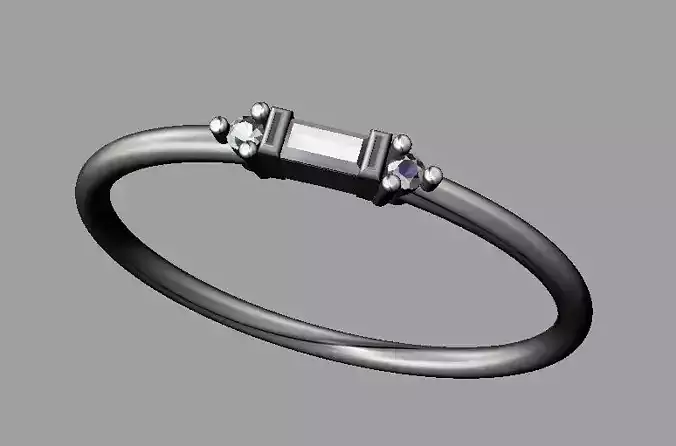 Baquette Diamond Ring 3D print model