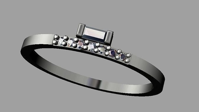 Baquette Diamond Ring 3D print model