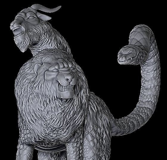 Chimera statue of lion and goat 3D print model_0