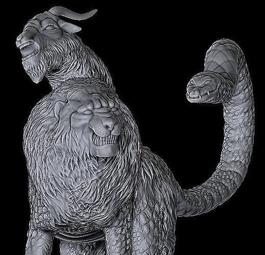 Chimera statue of lion and goat 3D print model