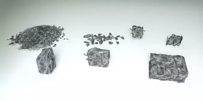 Demolished Concrete and stones - 7 3D models