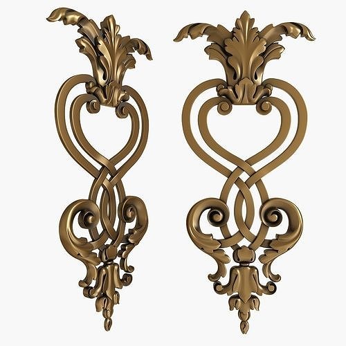 Decor two ornate gold wall sconces 3D model
