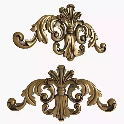 Decor pair of ornate gold ornaments