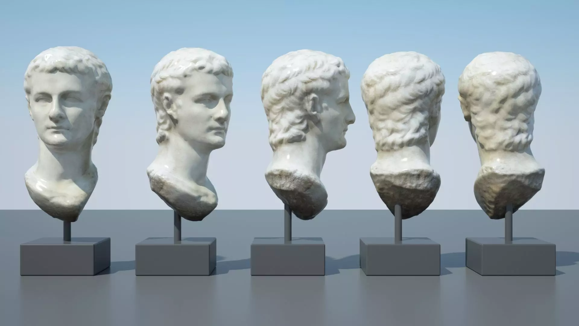 Caligula four marble busts 3D model_0