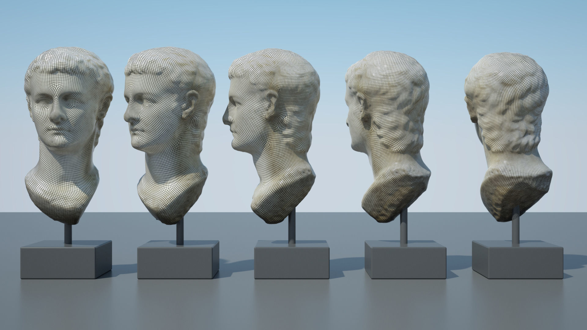 Caligula four marble busts 3D model_10