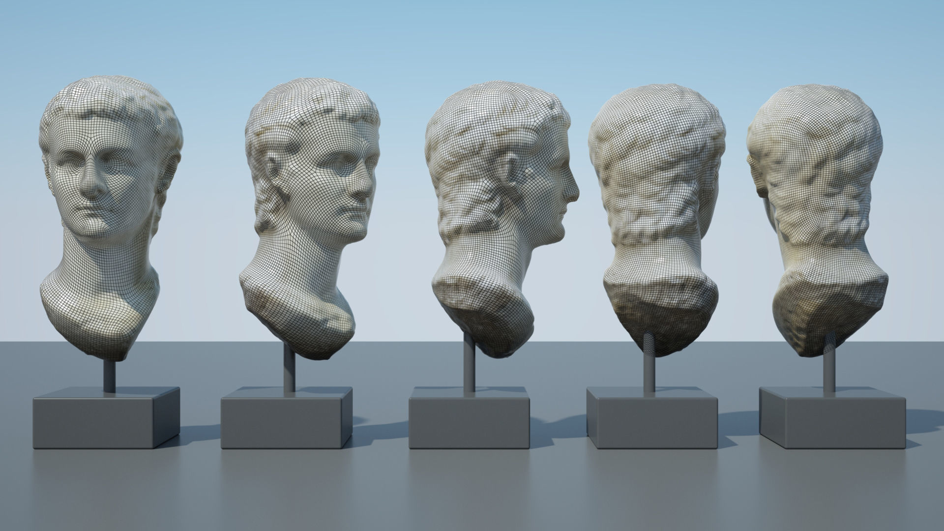 Caligula four marble busts 3D model_9