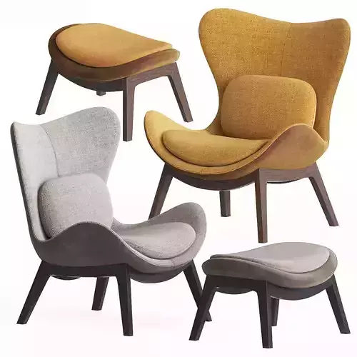 Calligaris lazy Armchair and Pouf Set 3D model
