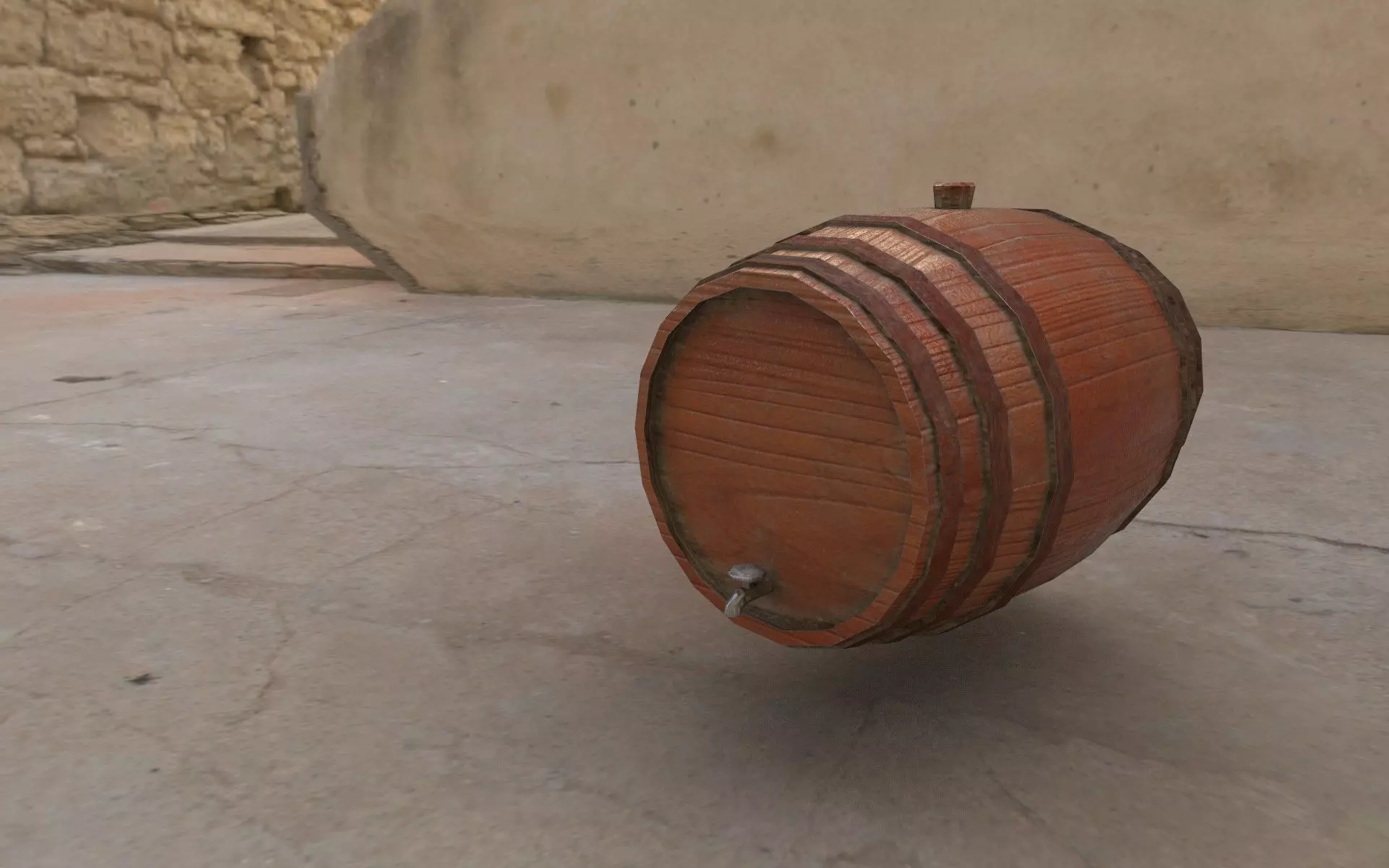 Wooden barrel 3D model_0