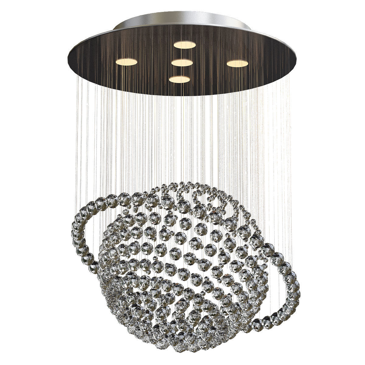 SS  Modern Crystal 5 Light Chandelier 3D model_4