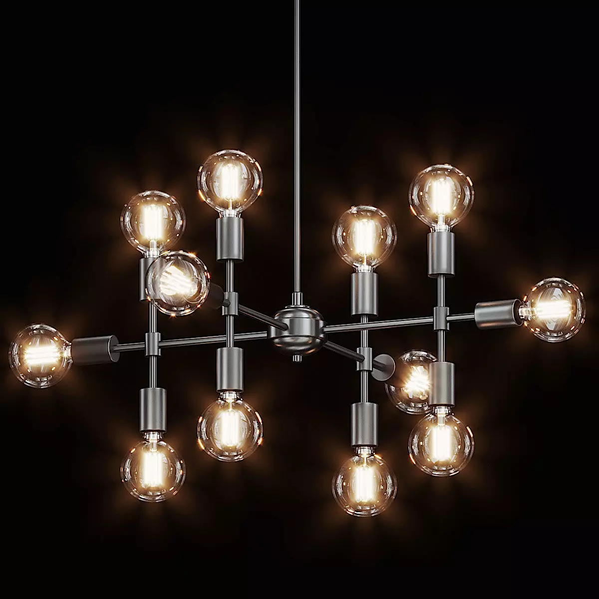 Enzo 12 Light Matte Gray Pendant 3D model_0