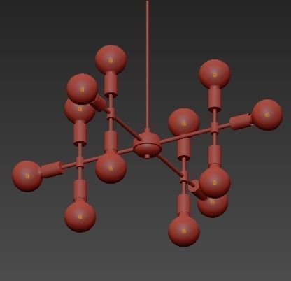 Enzo 12 Light Matte Gray Pendant 3D model_1