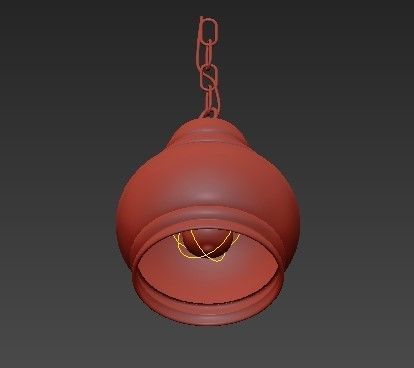 Iron Built Matte Black Vintage Pendant 2 3D model_2