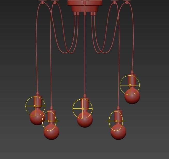Gut Aussehende Ecke Draht Pendelleuchte 3D model_1