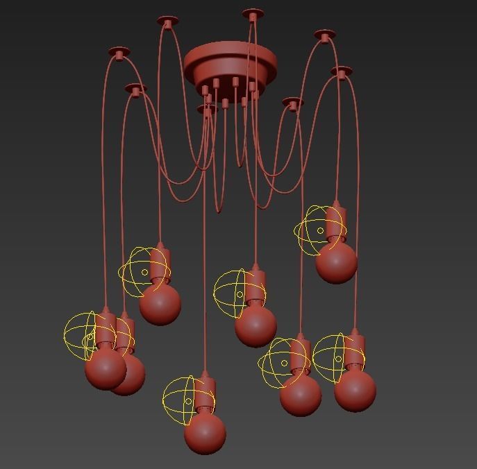 Gut Aussehende Ecke Draht Pendelleuchte 3D model_2