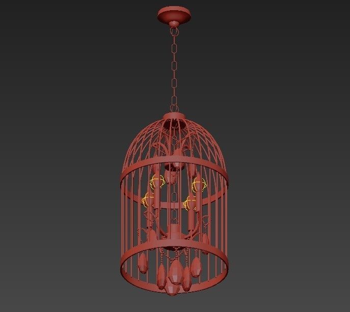 Beautiful Bird Cage Chandelier 3D model_3