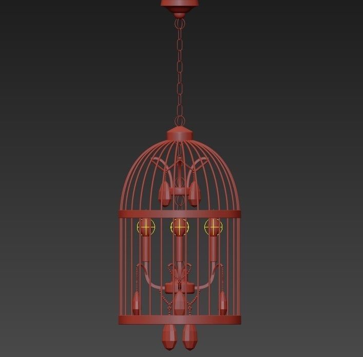 Beautiful Bird Cage Chandelier 3D model_1