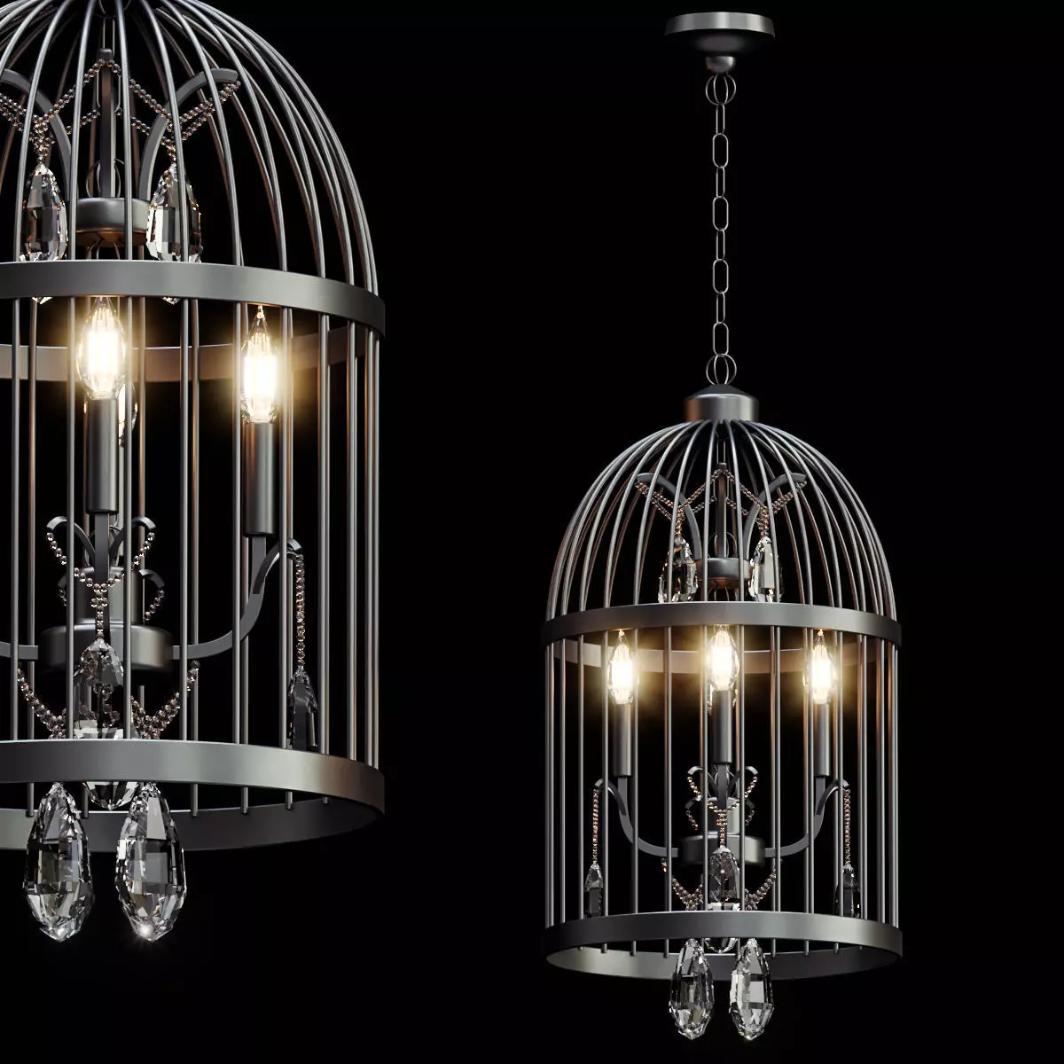 Beautiful Bird Cage Chandelier 3D model_0