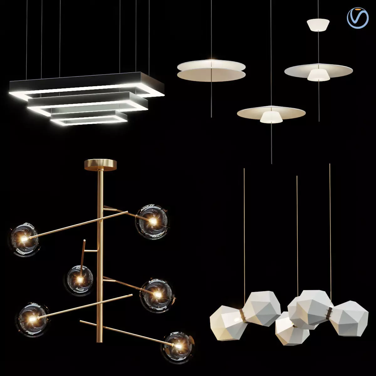 Turenne Large Dynamic Chandelier 3D model