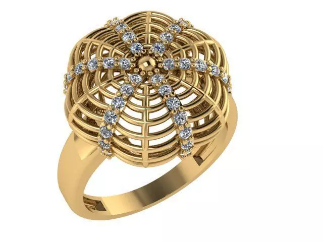 ringnew gold ring with diamonds in center 3D print model_0