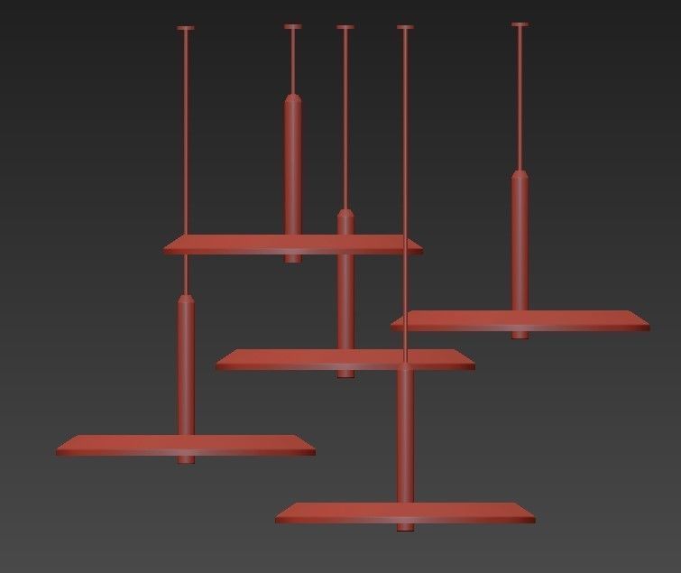 Wide Antique Brass Chandelier 3D model_7