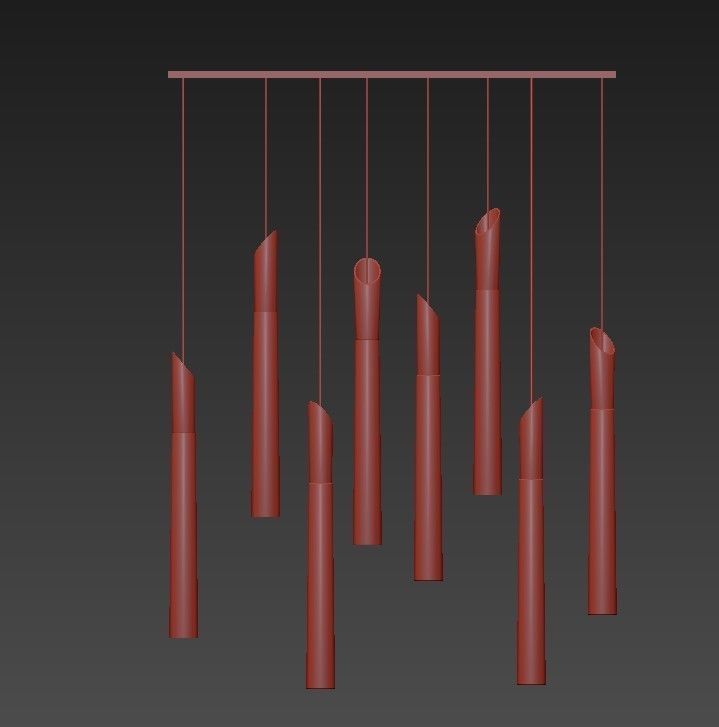 Wide Antique Brass Chandelier 3D model_3