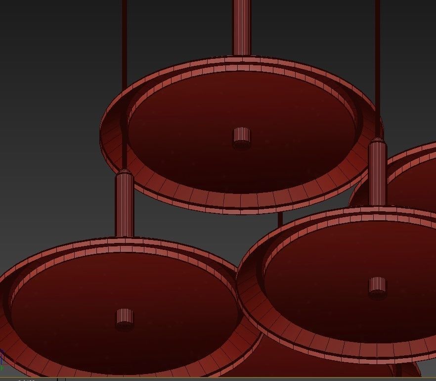 Wide Antique Brass Chandelier 3D model_8