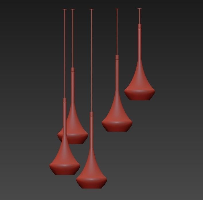 Wide Antique Brass Chandelier 3D model_1