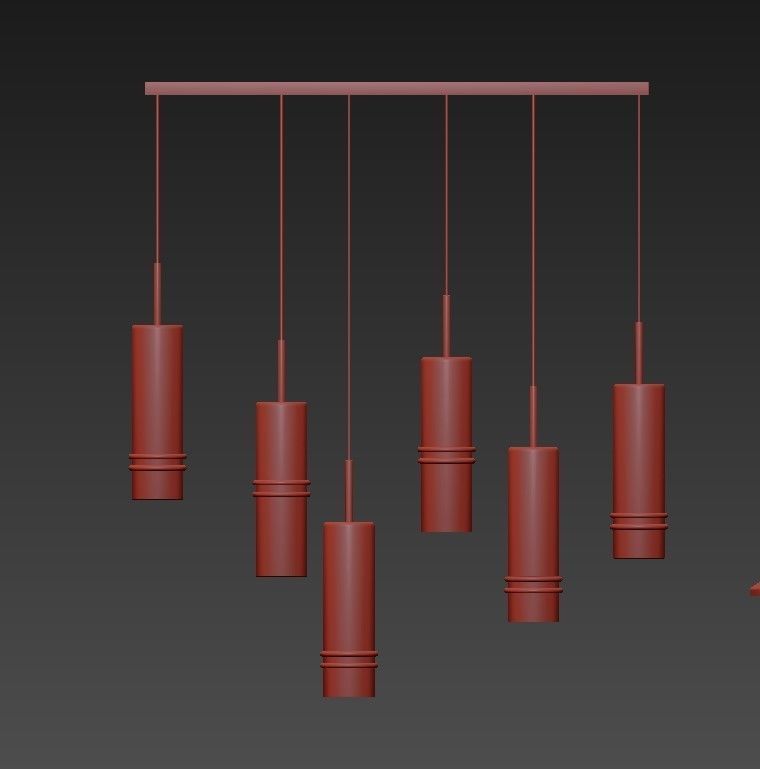 Wide Antique Brass Chandelier 3D model_5