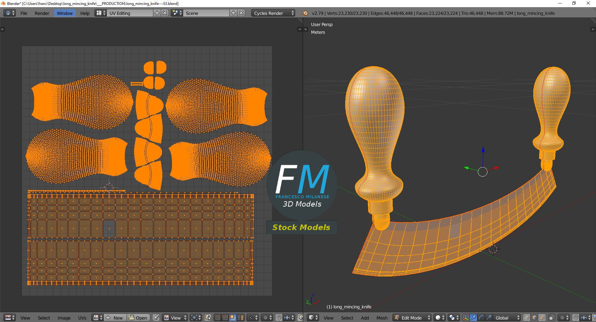 Long mincing knife 3D model_10