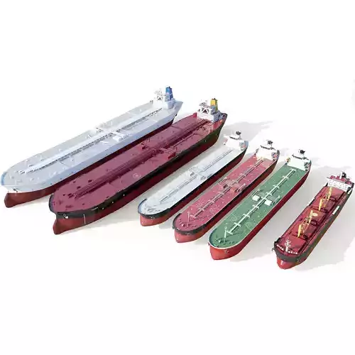 collection ships lowpoly tanker ship Low-poly 3D model