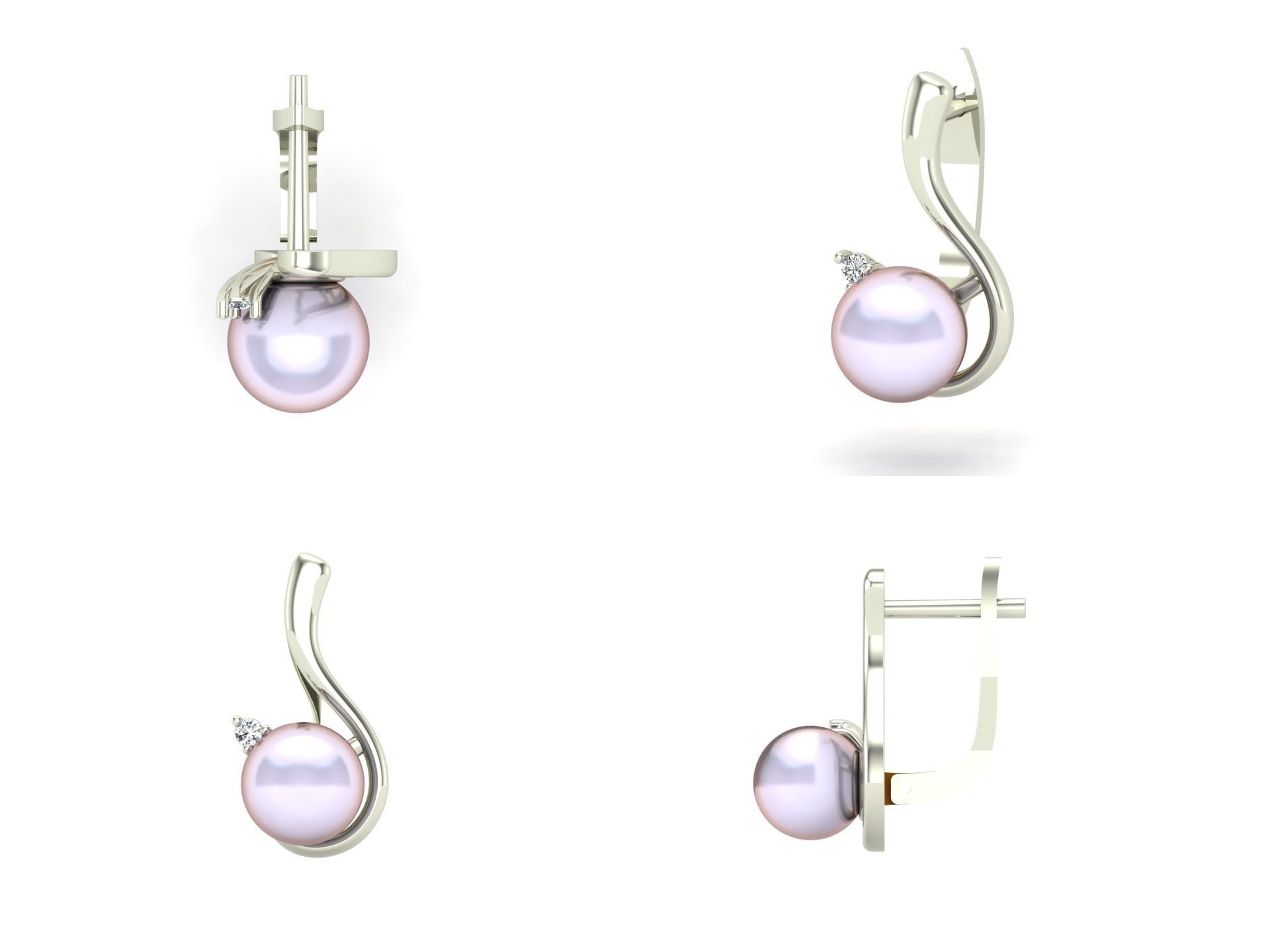 Jewelry Set tahitian pearl and diamond ring 3D Model Collection_8