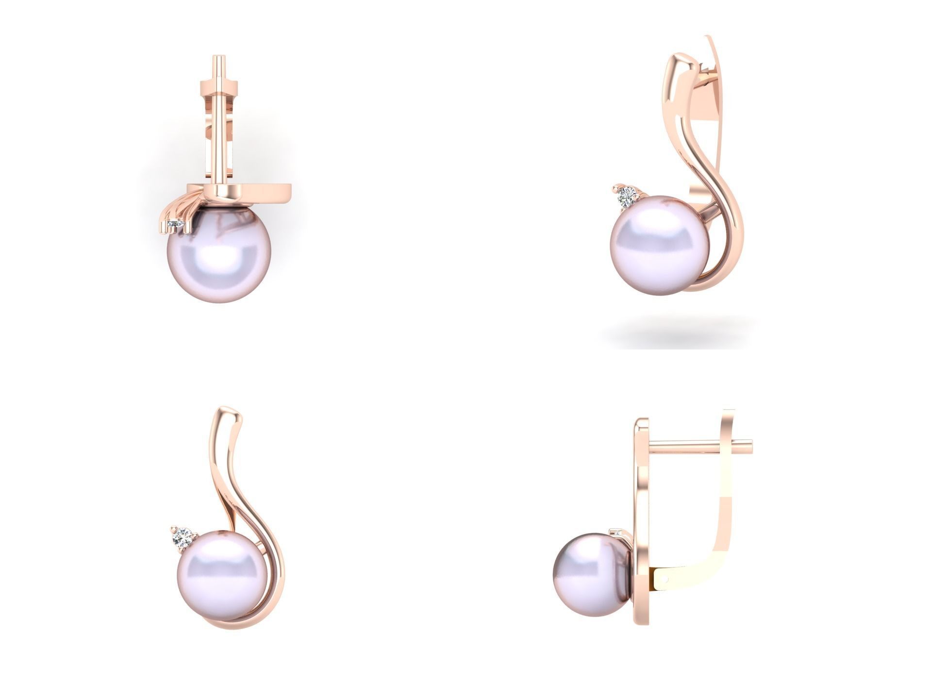 Jewelry Set tahitian pearl and diamond ring 3D Model Collection_6