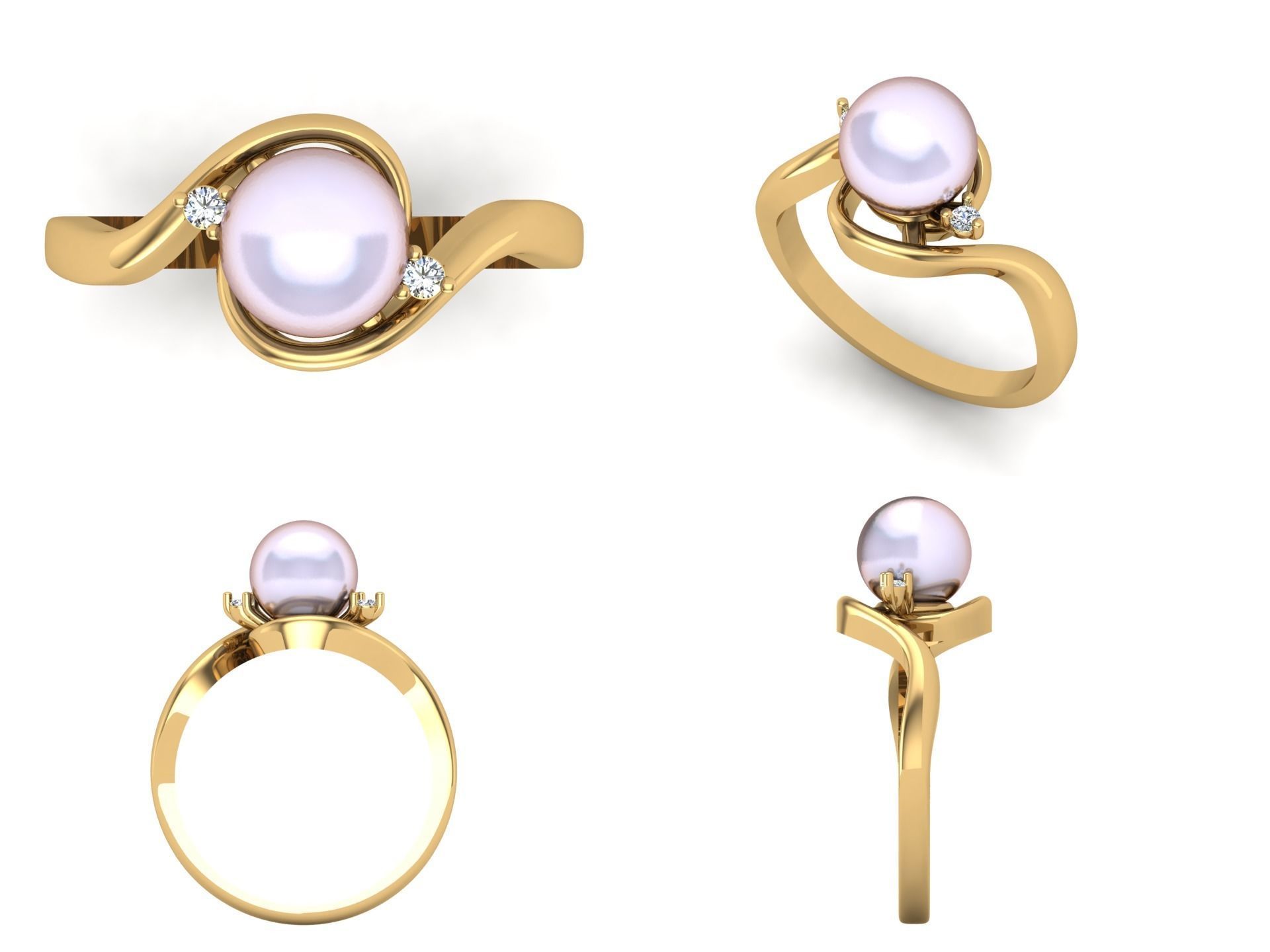 Jewelry Set tahitian pearl and diamond ring 3D Model Collection_5