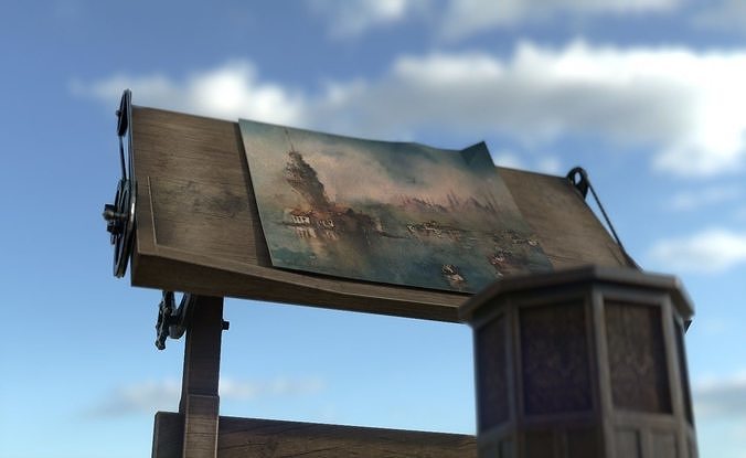sketchboard PBR Art Easel Low-poly 3D model