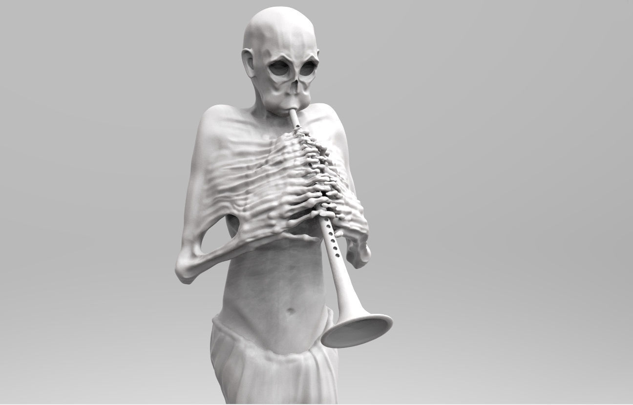 The Bugler statue of skeleton 3D print model_1