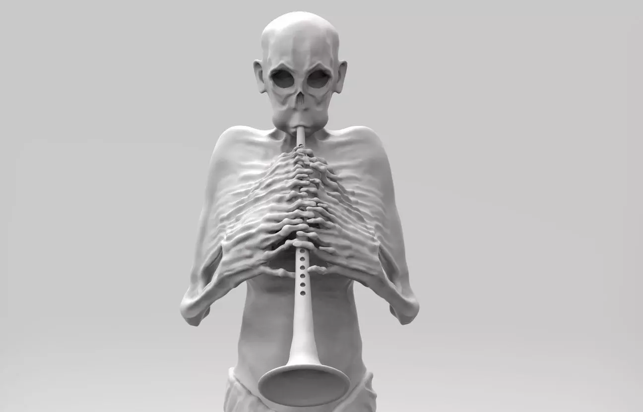 The Bugler statue of skeleton 3D print model_0
