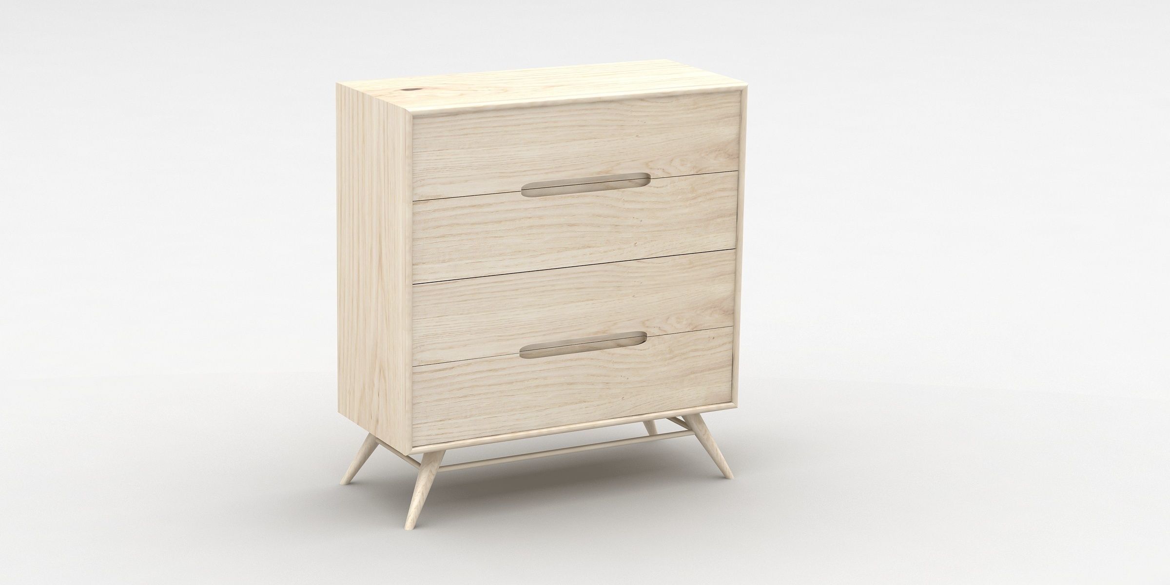 Bedroom 3D model wooden nightstand with two drawers 3D model_4