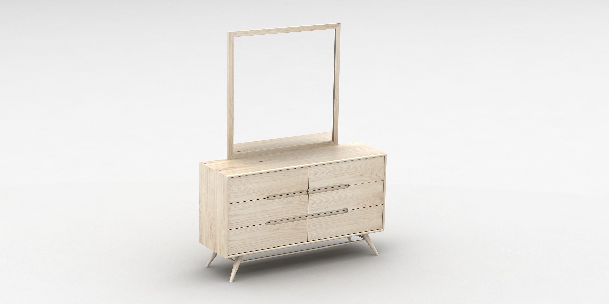 Bedroom 3D model wooden nightstand with two drawers 3D model_3