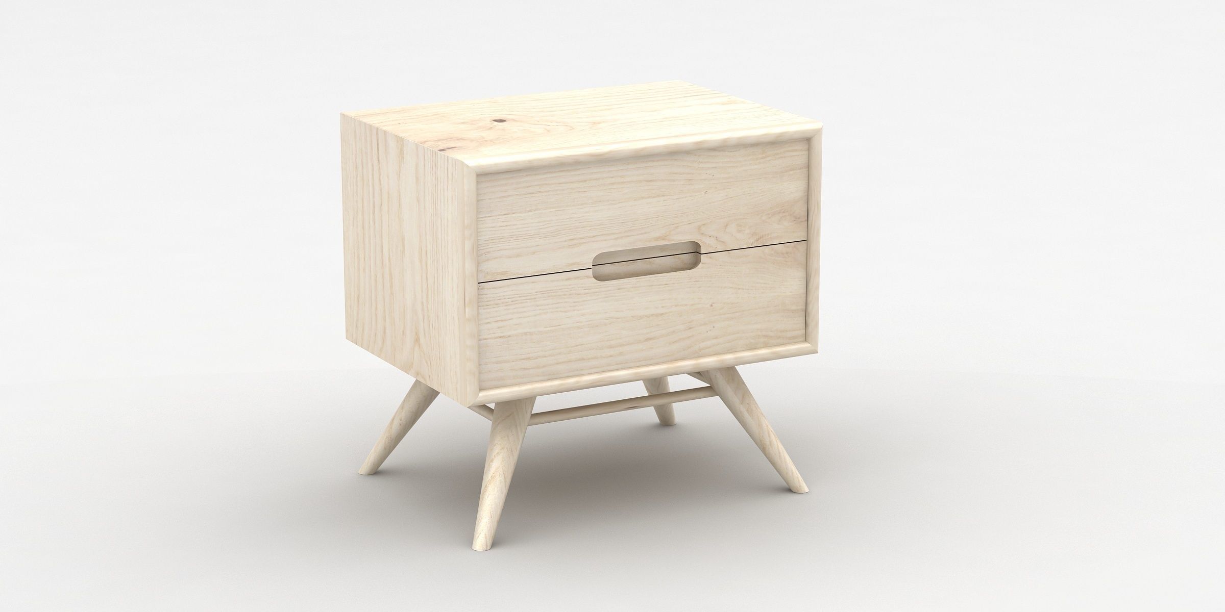 Bedroom 3D model wooden nightstand with two drawers 3D model_2