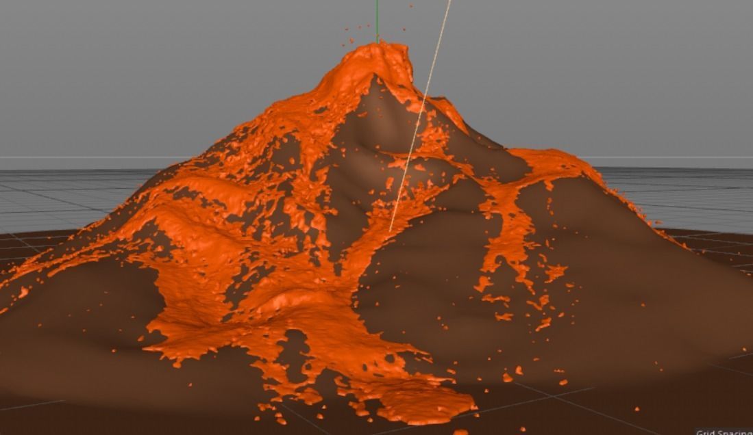 Fast Scale Valcano Lava Simulation 3D model_2