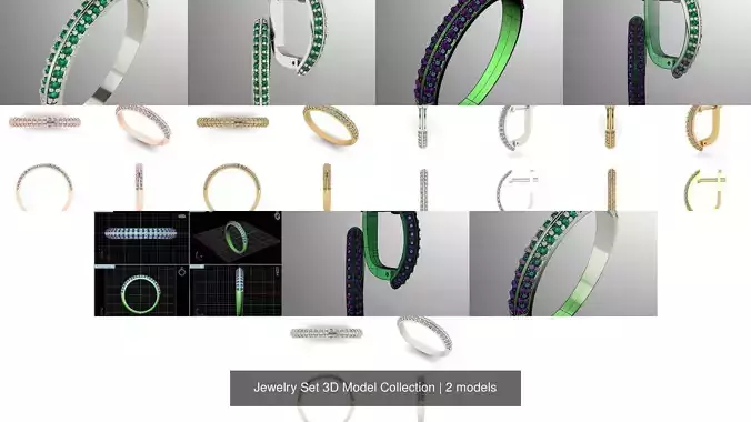 Jewelry Set 3D Model Collection emerald ring