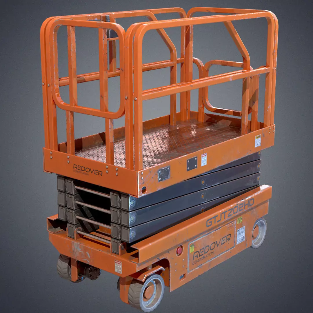 Industrial lift platform Low-poly 3D model_0