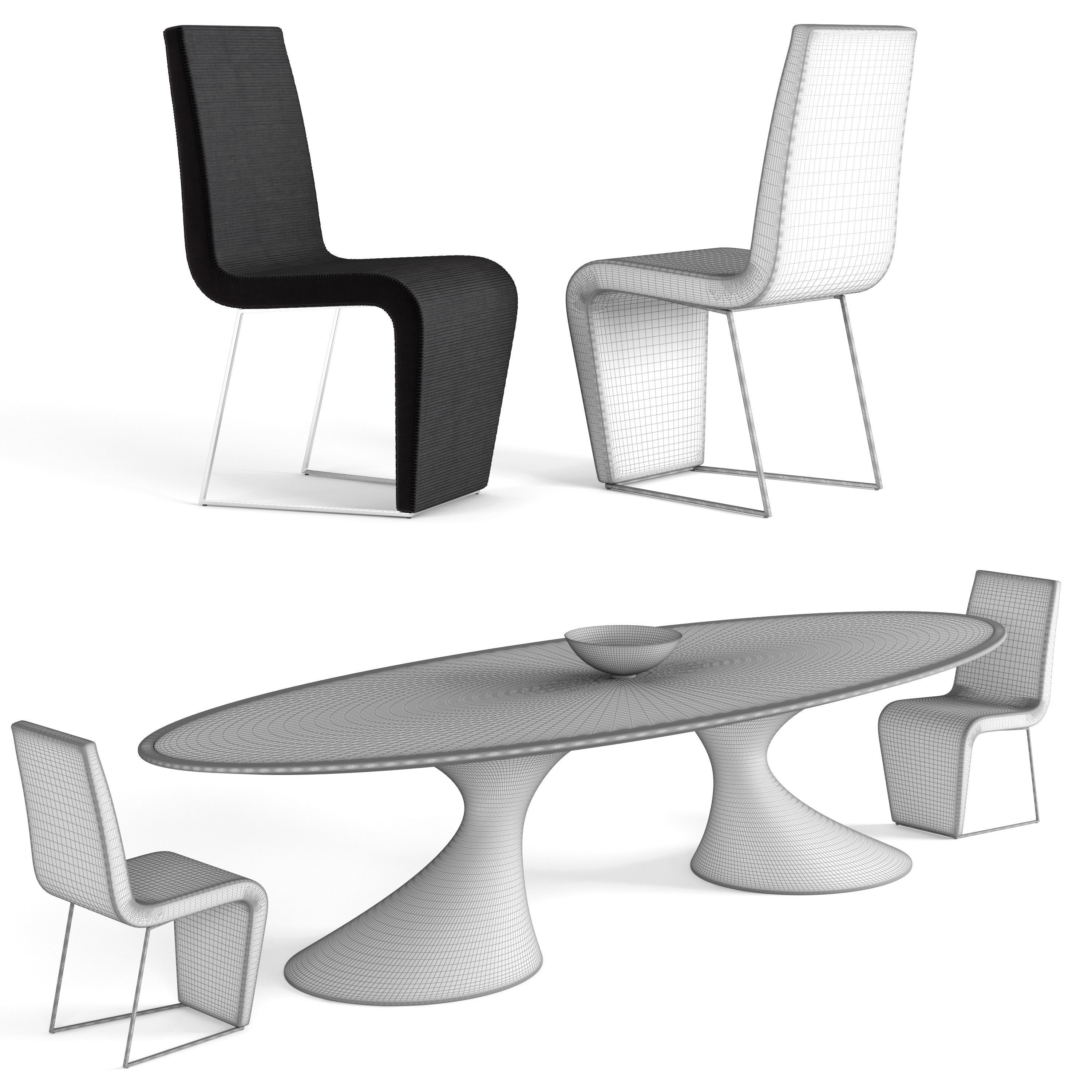 Annibale colombo dining table 1412 3D model_1